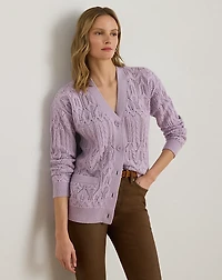 Pointelle Wool-Blend V-Neck Cardigan