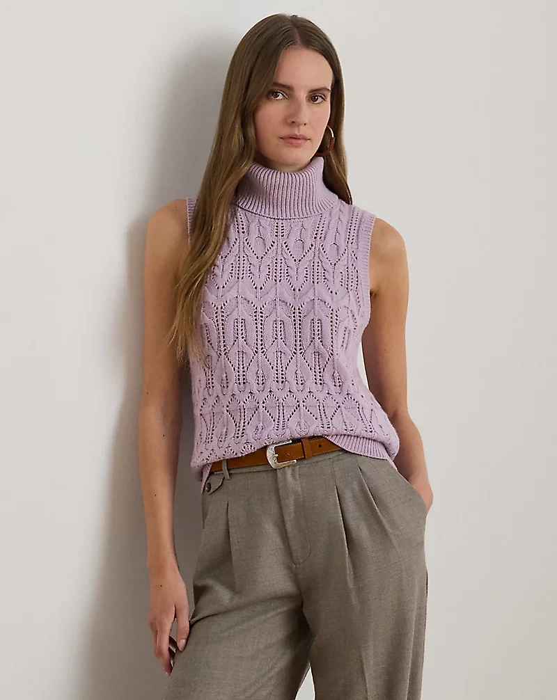 Pointelle Turtleneck Sweater Tank Top