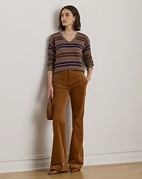 Fair Isle Cotton-Linen V-Neck Sweater