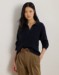 Wool-Blend Polo Sweater
