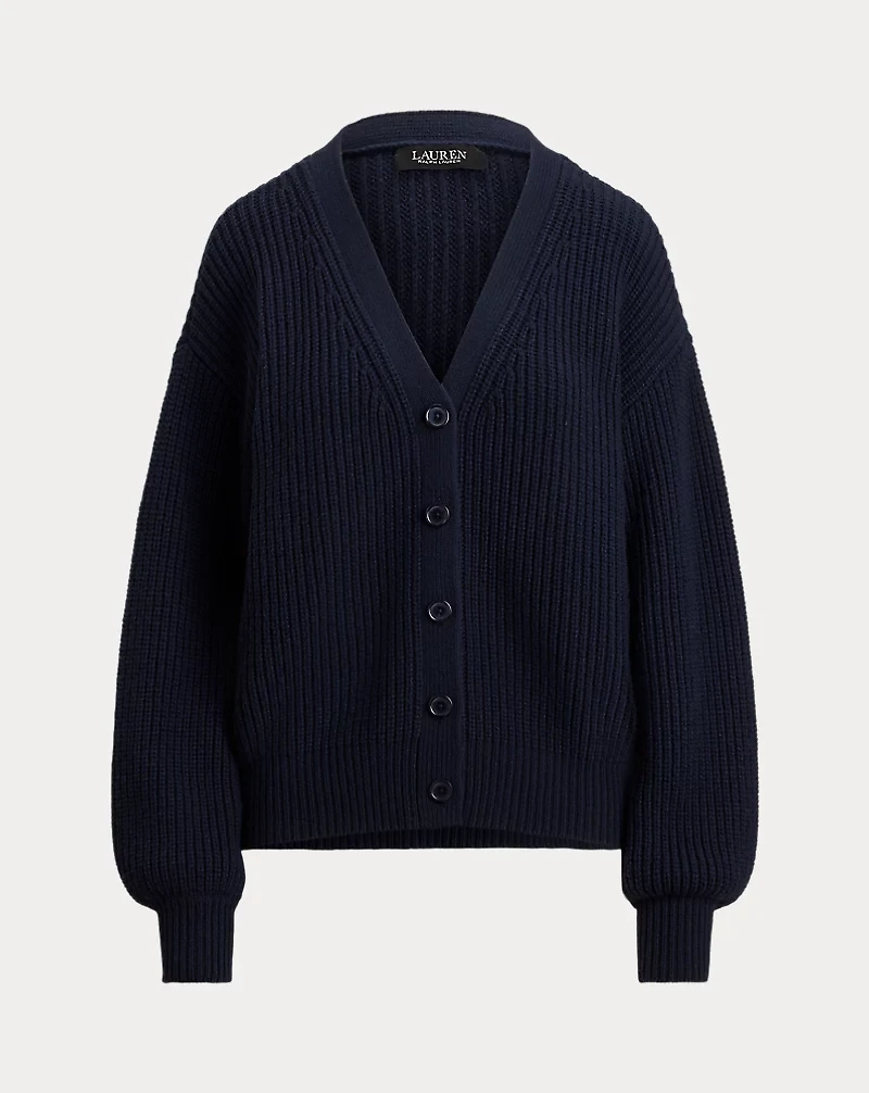 Ribbed Wool-Blend V-Neck Cardigan