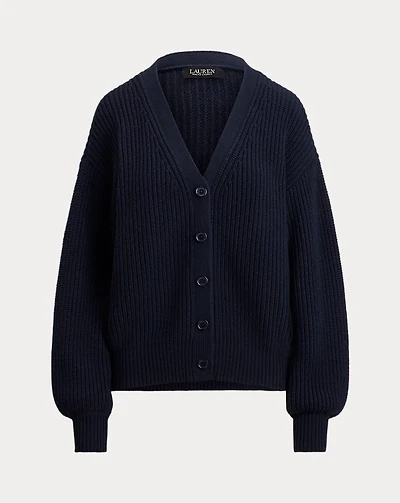Ribbed Wool-Blend V-Neck Cardigan