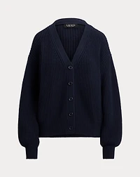 Ribbed Wool-Blend V-Neck Cardigan