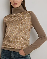 Geo-Print Wool-Blend Turtleneck Sweater