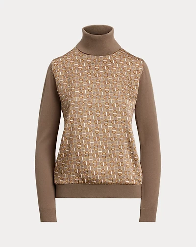 Geo-Print Wool-Blend Turtleneck Sweater