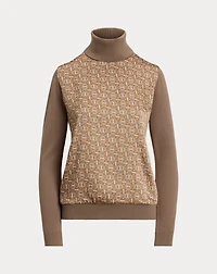 Geo-Print Wool-Blend Turtleneck Sweater