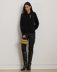 Cable Shawl-Collar Quarter-Zip Sweater