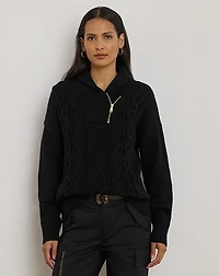 Cable Shawl-Collar Quarter-Zip Sweater