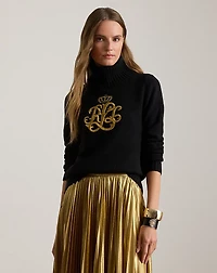 Embroidered-Logo Wool-Blend Turtleneck