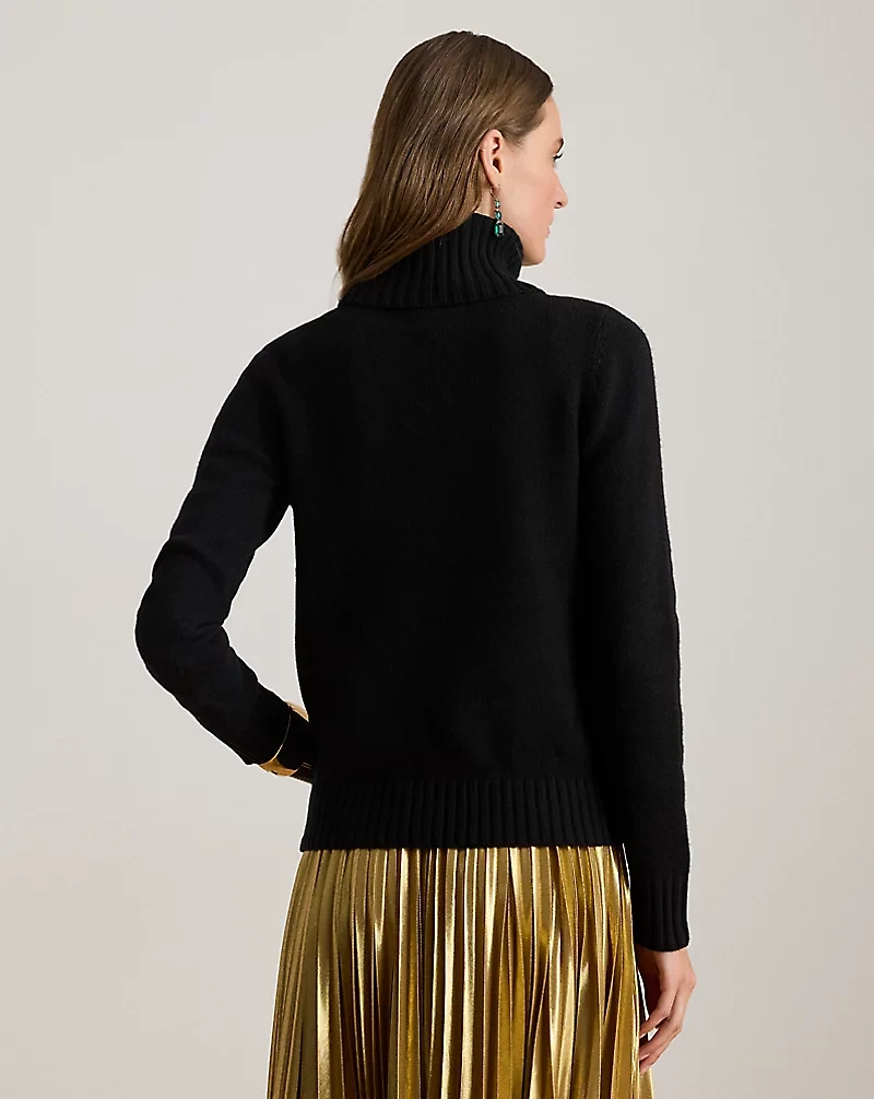 Embroidered-Logo Wool-Blend Turtleneck
