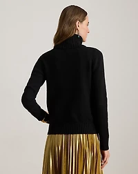 Embroidered-Logo Wool-Blend Turtleneck