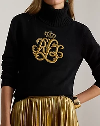 Embroidered-Logo Wool-Blend Turtleneck