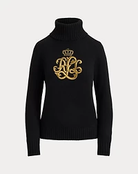 Embroidered-Logo Wool-Blend Turtleneck