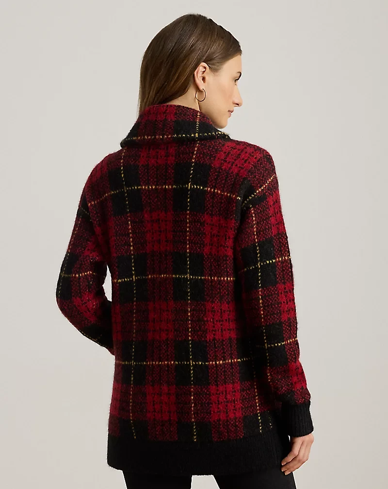 Plaid Shawl-Collar Cardigan