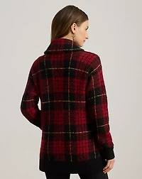 Plaid Shawl-Collar Cardigan
