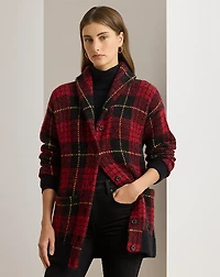 Plaid Shawl-Collar Cardigan