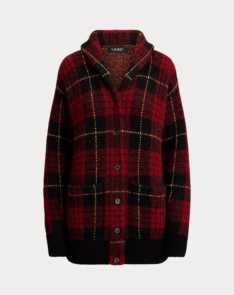 Plaid Shawl-Collar Cardigan