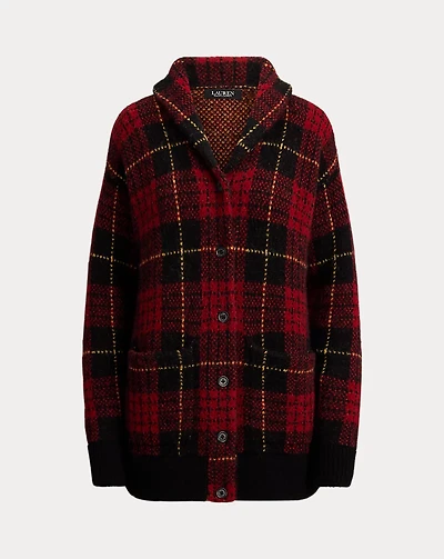Plaid Shawl-Collar Cardigan