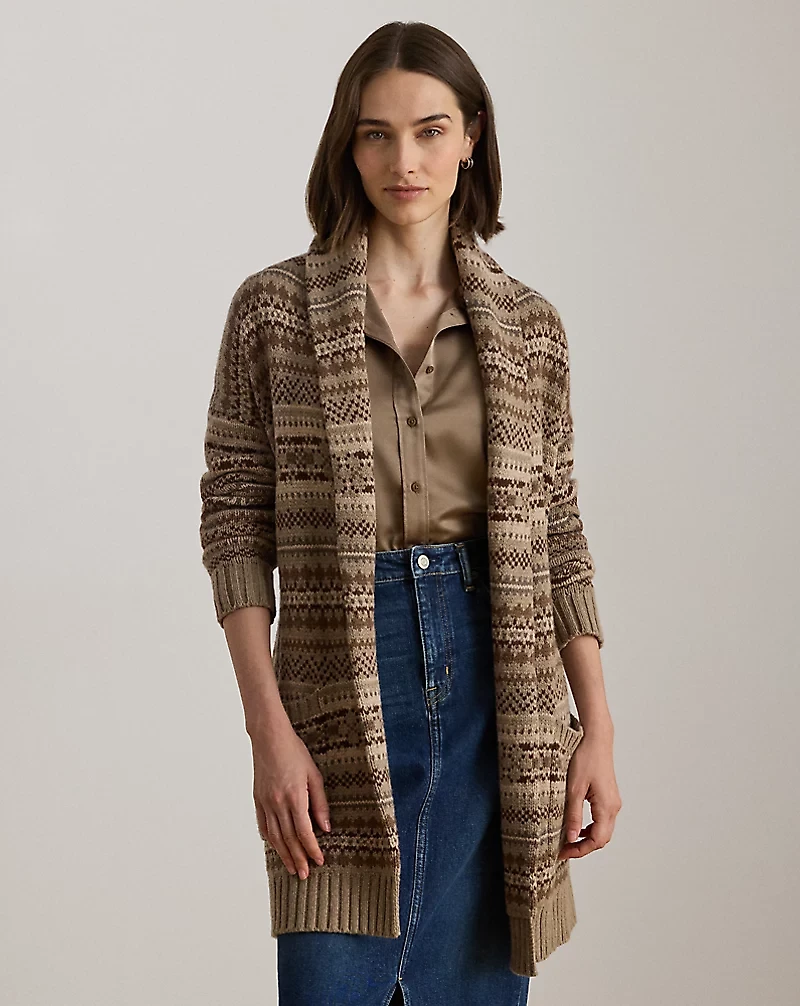 Fair Isle Belted Wool-Blend Cardigan