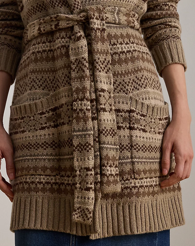 Fair Isle Belted Wool-Blend Cardigan