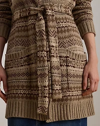 Fair Isle Belted Wool-Blend Cardigan