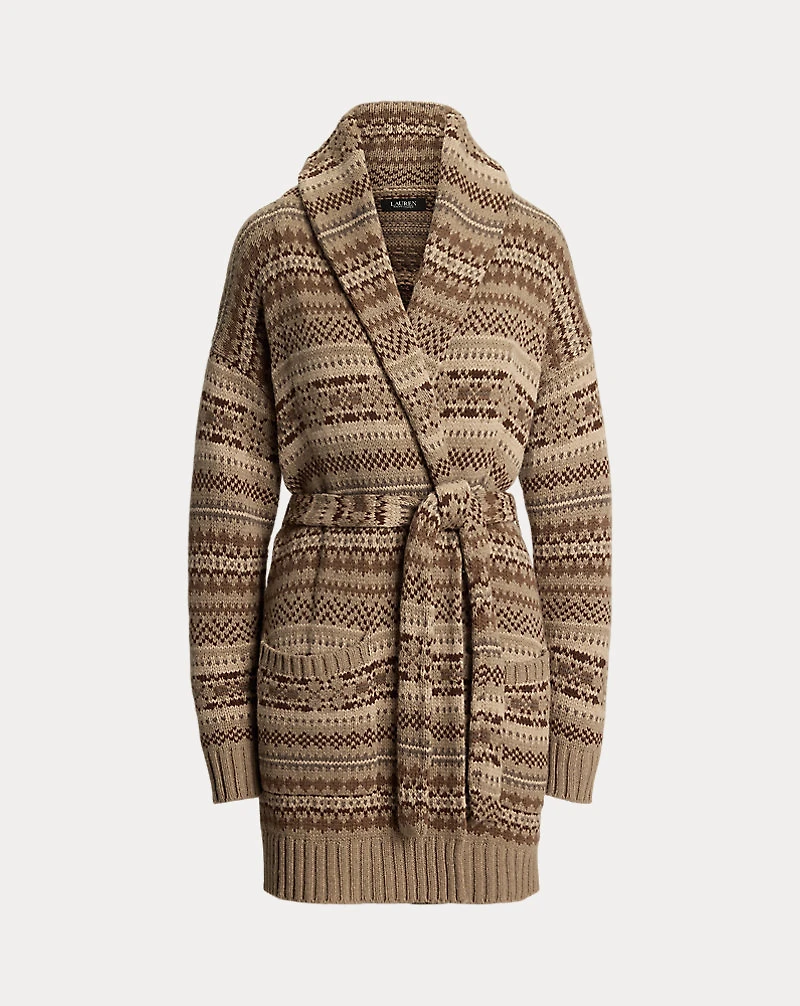 Fair Isle Belted Wool-Blend Cardigan