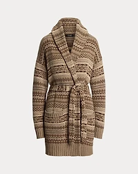 Fair Isle Belted Wool-Blend Cardigan