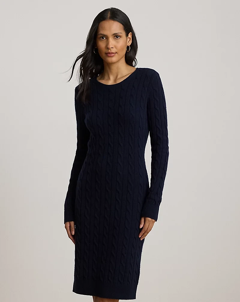 Cable-Knit Wool-Cashmere Sweater Dress