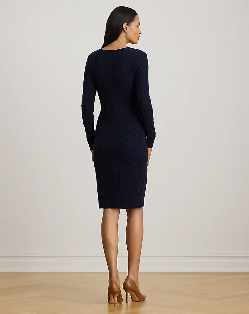 Cable-Knit Wool-Cashmere Sweater Dress