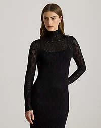 Pointelle-Knit Turtleneck Sweater Dress
