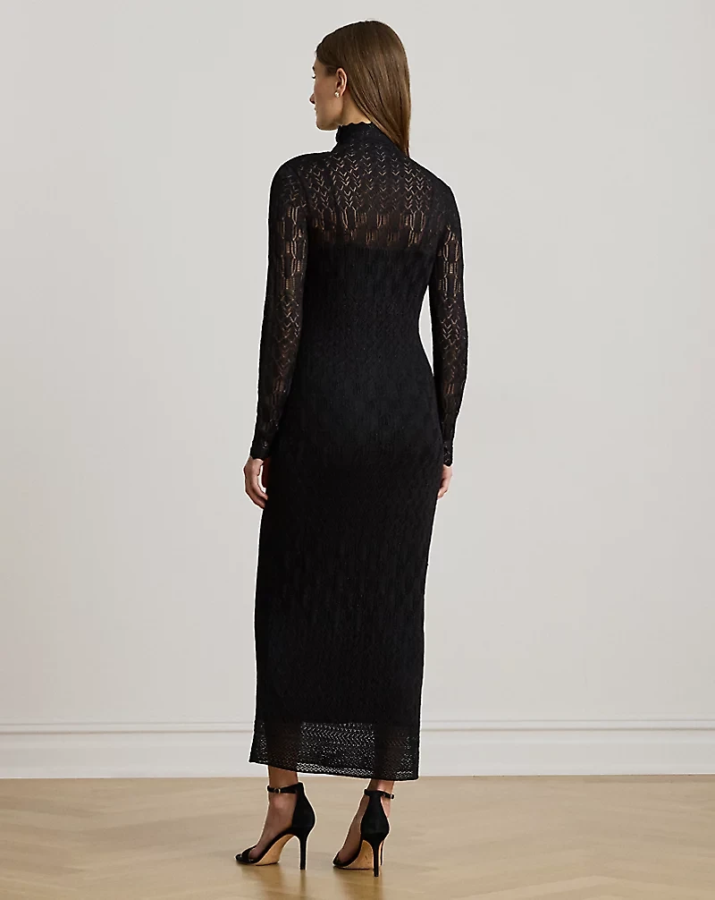Pointelle-Knit Turtleneck Sweater Dress