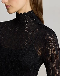 Pointelle-Knit Turtleneck Sweater Dress