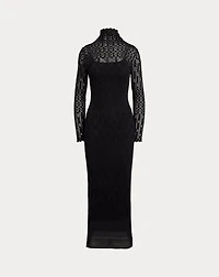 Pointelle-Knit Turtleneck Sweater Dress