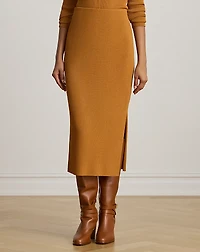 Rib-Knit Pencil Midi Skirt
