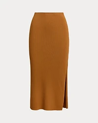 Rib-Knit Pencil Midi Skirt
