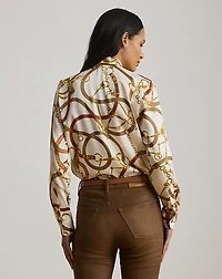 Classic Fit Print Twill Tie-Neck Shirt