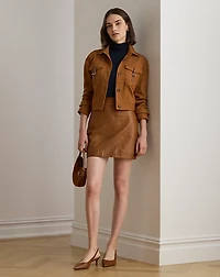 Croc-Embossed Lambskin Pencil Miniskirt