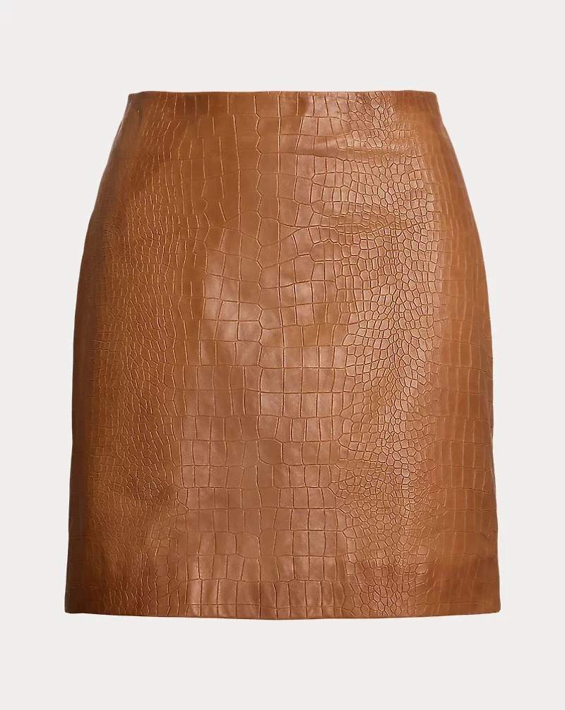 Croc-Embossed Lambskin Pencil Miniskirt