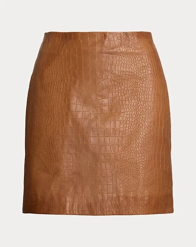 Croc-Embossed Lambskin Pencil Miniskirt