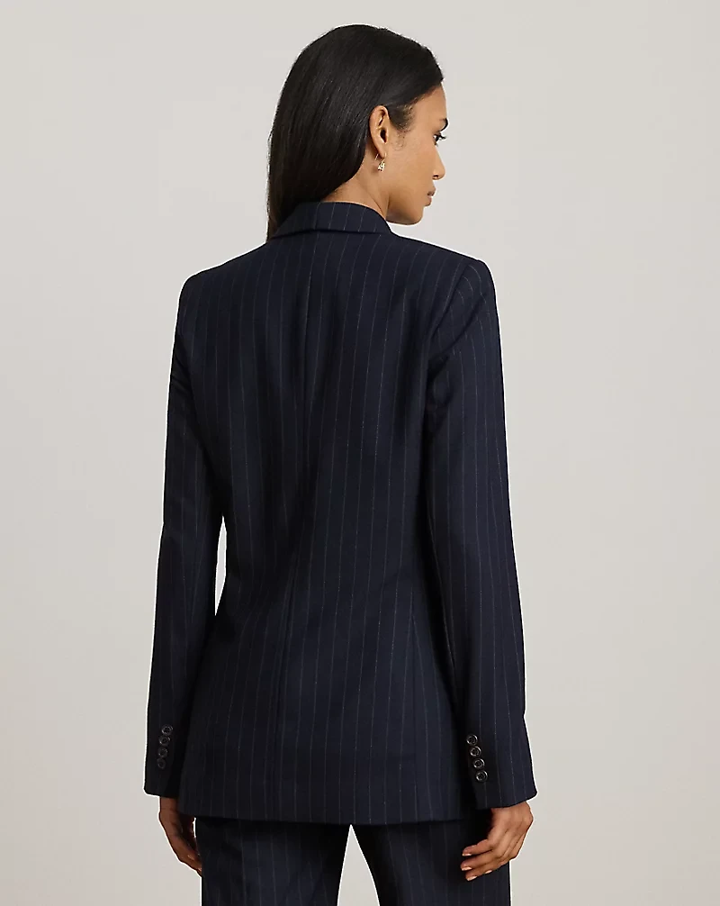Double-Breasted Pinstripe Twill Blazer