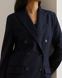 Double-Breasted Pinstripe Twill Blazer