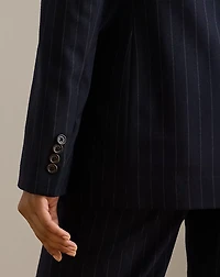 Double-Breasted Pinstripe Twill Blazer