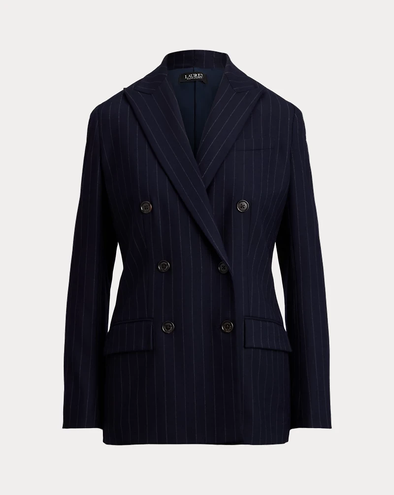 Double-Breasted Pinstripe Twill Blazer