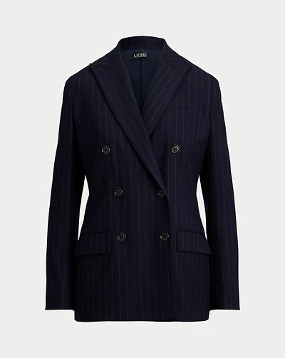 Double-Breasted Pinstripe Twill Blazer