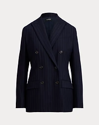 Double-Breasted Pinstripe Twill Blazer