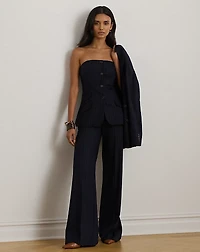 Pinstripe Wool-Blend Twill Bustier