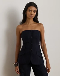 Pinstripe Wool-Blend Twill Bustier