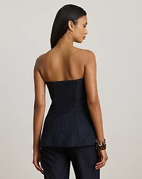Pinstripe Wool-Blend Twill Bustier