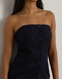 Pinstripe Wool-Blend Twill Bustier