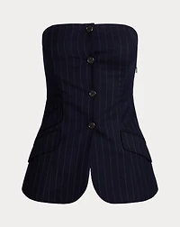 Pinstripe Wool-Blend Twill Bustier
